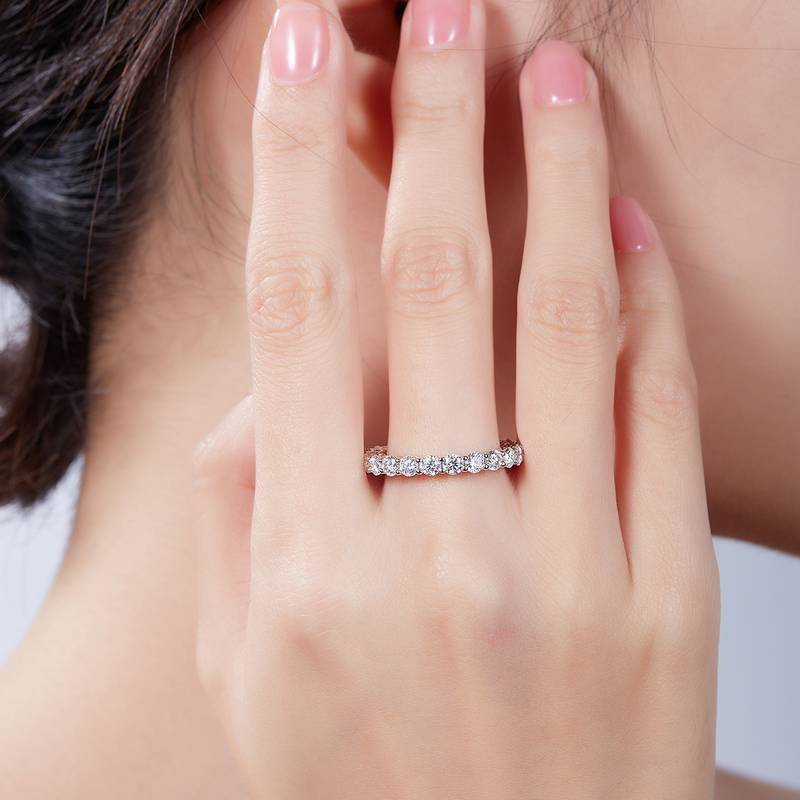 Round body lined ring S925 silver plated platinum moissanite diamond women's ring 2.4 carats D-grade